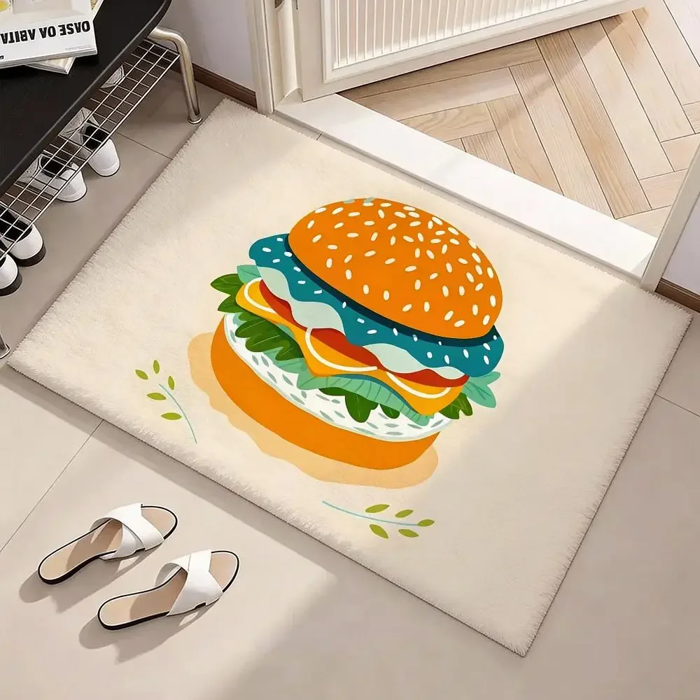 tasty burgers Floor Mat Soft Flannel Non-Slip Door Mat - Thickened Rug for Living Room Home Decor