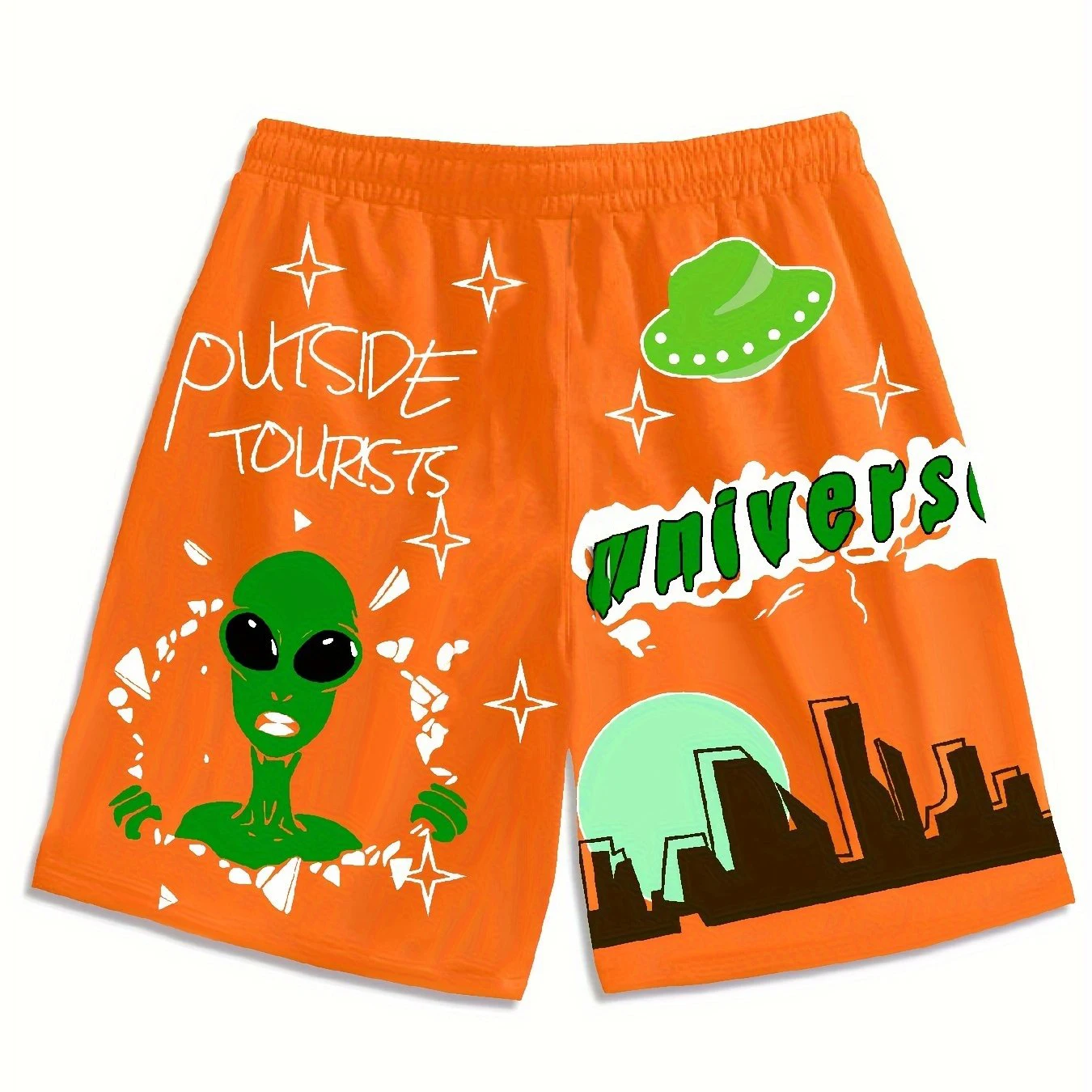 Boys and girls summer beach casual cool UFO fashionable, comfortable, lightweight, breathable 3D printed shorts