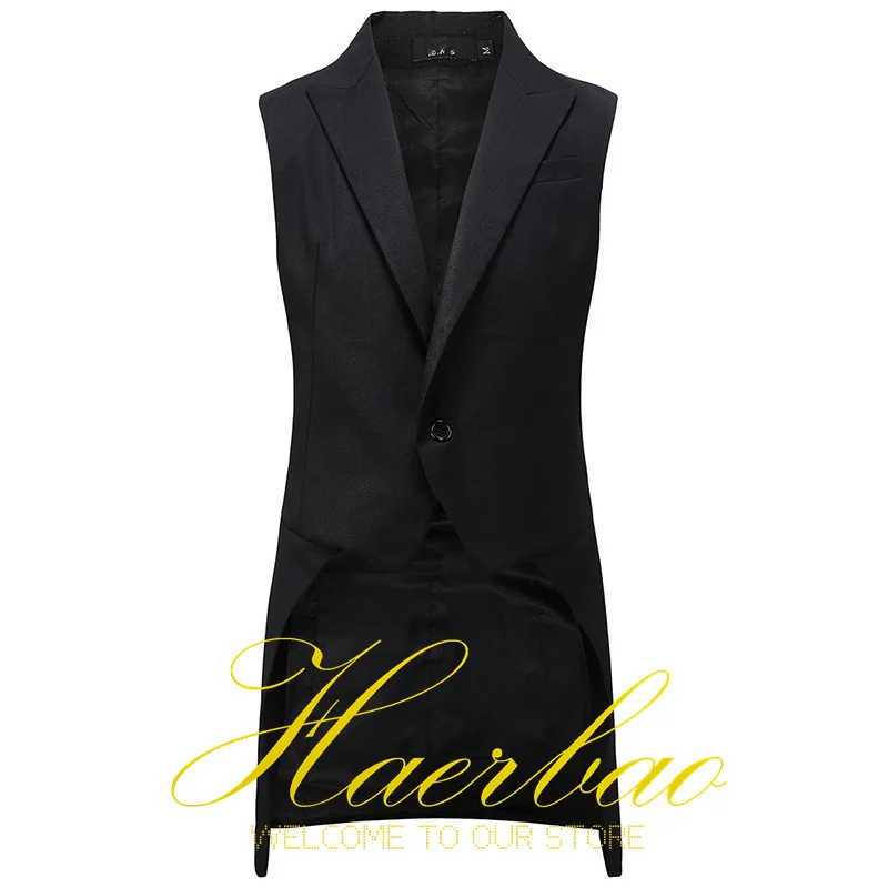 Men\'s Suit Vest Long Sleeveless Jacket Formal Party Clothes Groom Fashion Waistcoat Slim Fit Men\'s Vests chaleco hombre