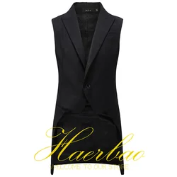 Chaleco de traje largo sin mangas para hombre, ropa Formal de fiesta, chaleco de moda para novio, chaleco Ajustado para hombre