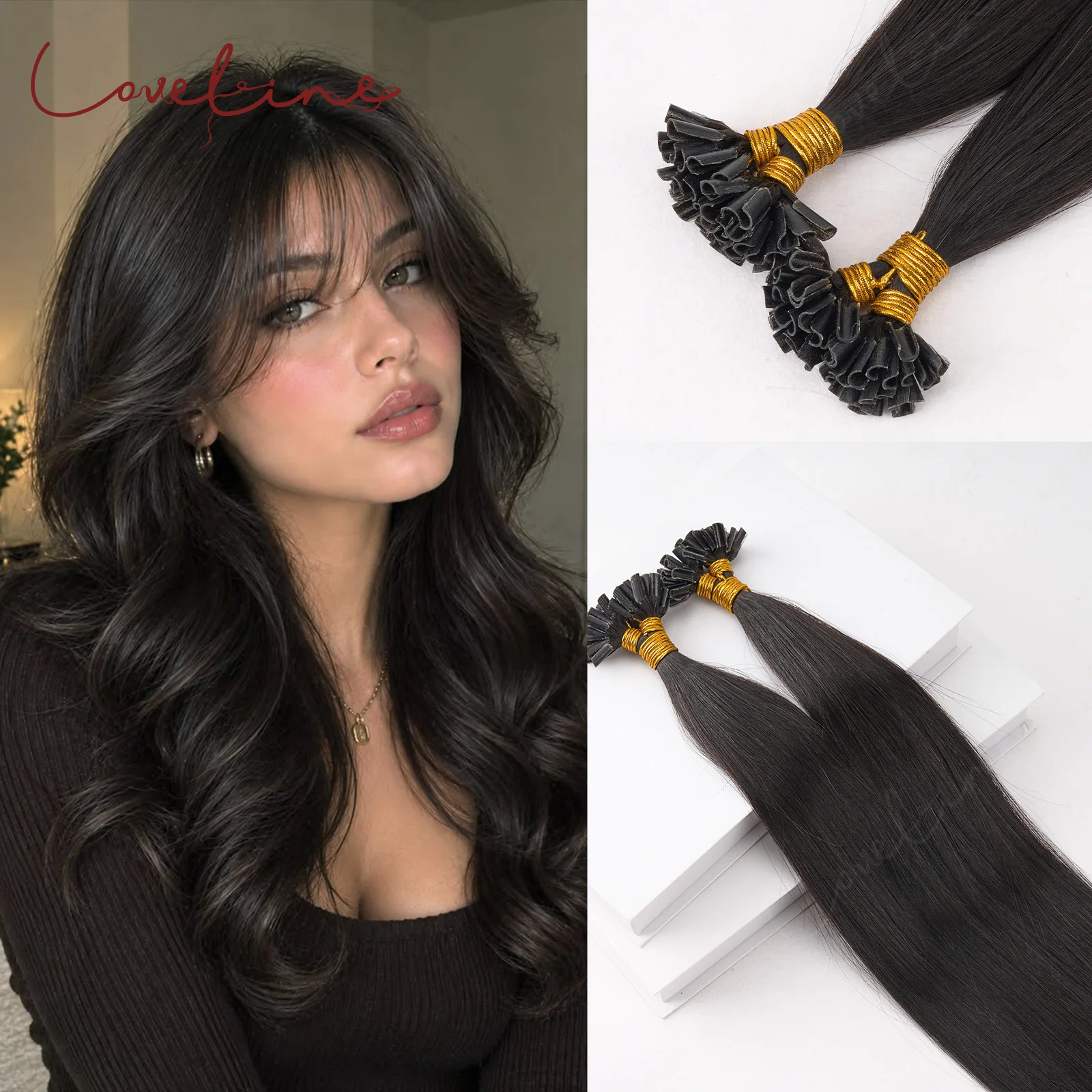 Real Remy Human Hair U Tip Extensions Keratin Fusion Pre-Bonded Hair Extensions Natural Black Straight Nail Tip Fusion Hair 1g/s
