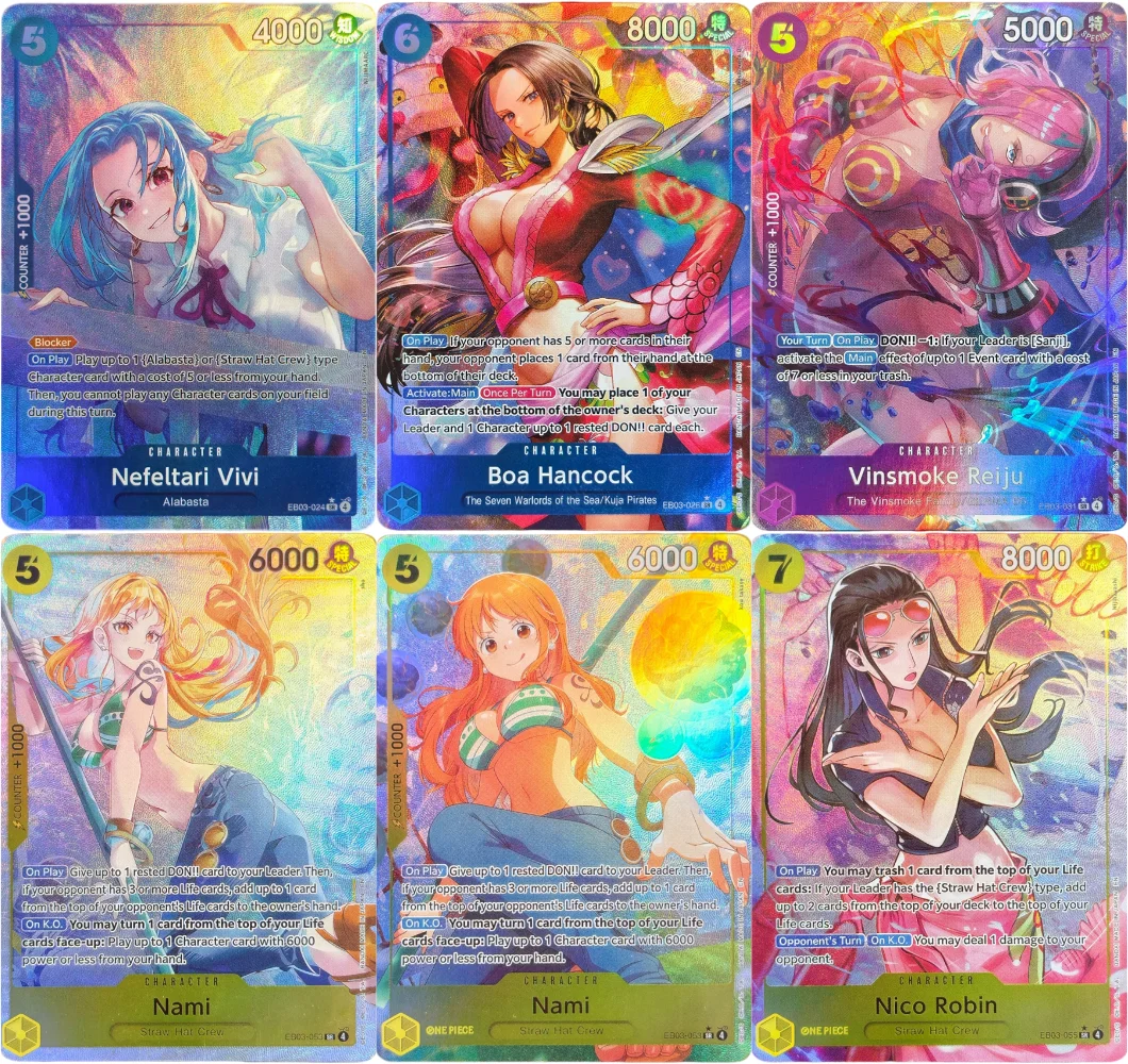 Cartas de Anime Proxy One Piece EB03 HEROINES Vivi Hancock Reiju Nami Robin Law English TCG