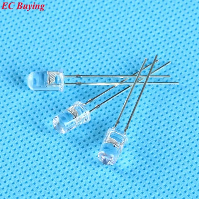 50pcs 5mm LED Bi-Color Clear Red/Green Non-Polar Round Light Emitting Diode Two Plug-in DIP DIY Kit