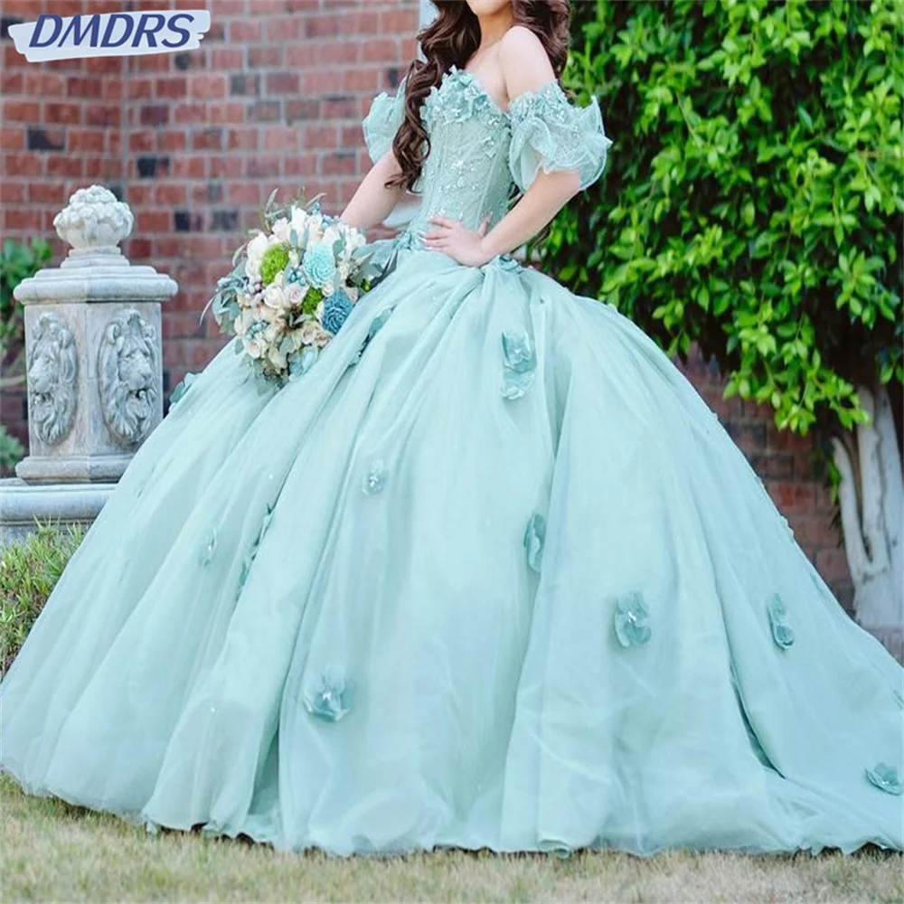 Elegant Princess Ball Gown Charming Quinceanera Dress Classic 3D Flower Appliqué Sequin With Cape Sweet 16 Dress