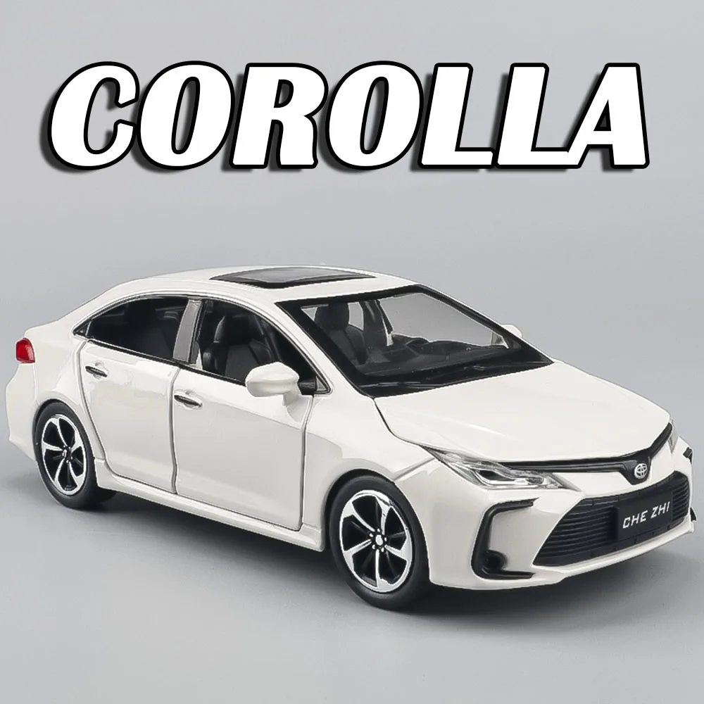 1:32 Corolla Metal Diecast Toy Model Cars 6 Doors Opened Pull Back Sound Light Rubber Tires Simulation Vehicles for Boys Gifts