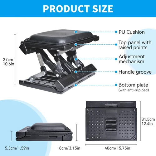 Imagen 2 del producto Reposapiés para debajo del escritorio, reposapiés plegable ergonómico con altura ajustable en ángulo infinito para juegos de oficina