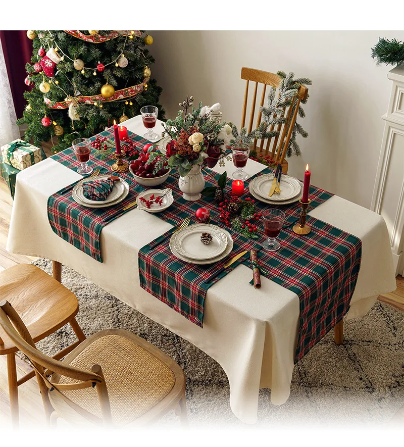 Premium-Atmosphere Table Runners, Restaurant & Hotel-Specific Table Mats & Tablecloths, Party Tableware Mats, Checkered Napkins