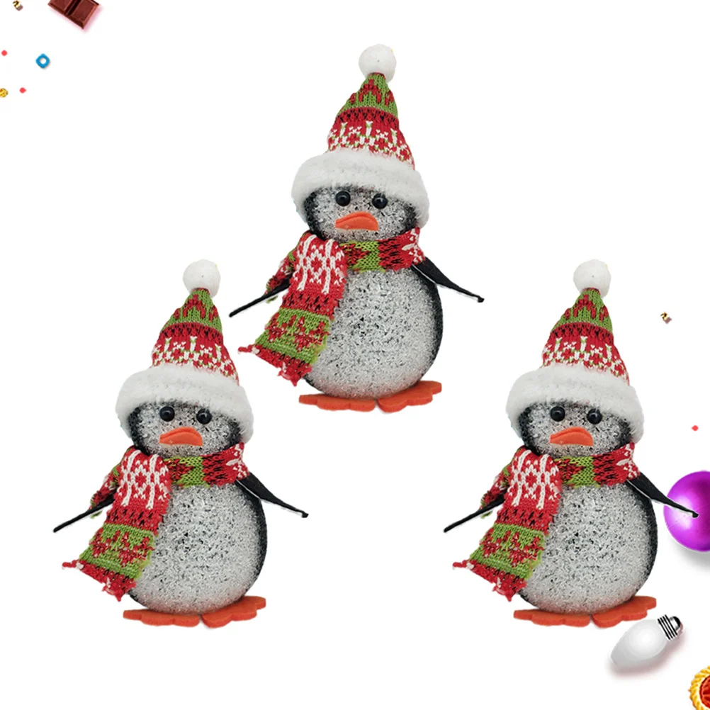 3 قطعة مصباح البطريق عيد الميلاد الملونة LED ضوء الليل لعرض ديكور المنزل لينة توهج هدية البطريق ضوء الليل