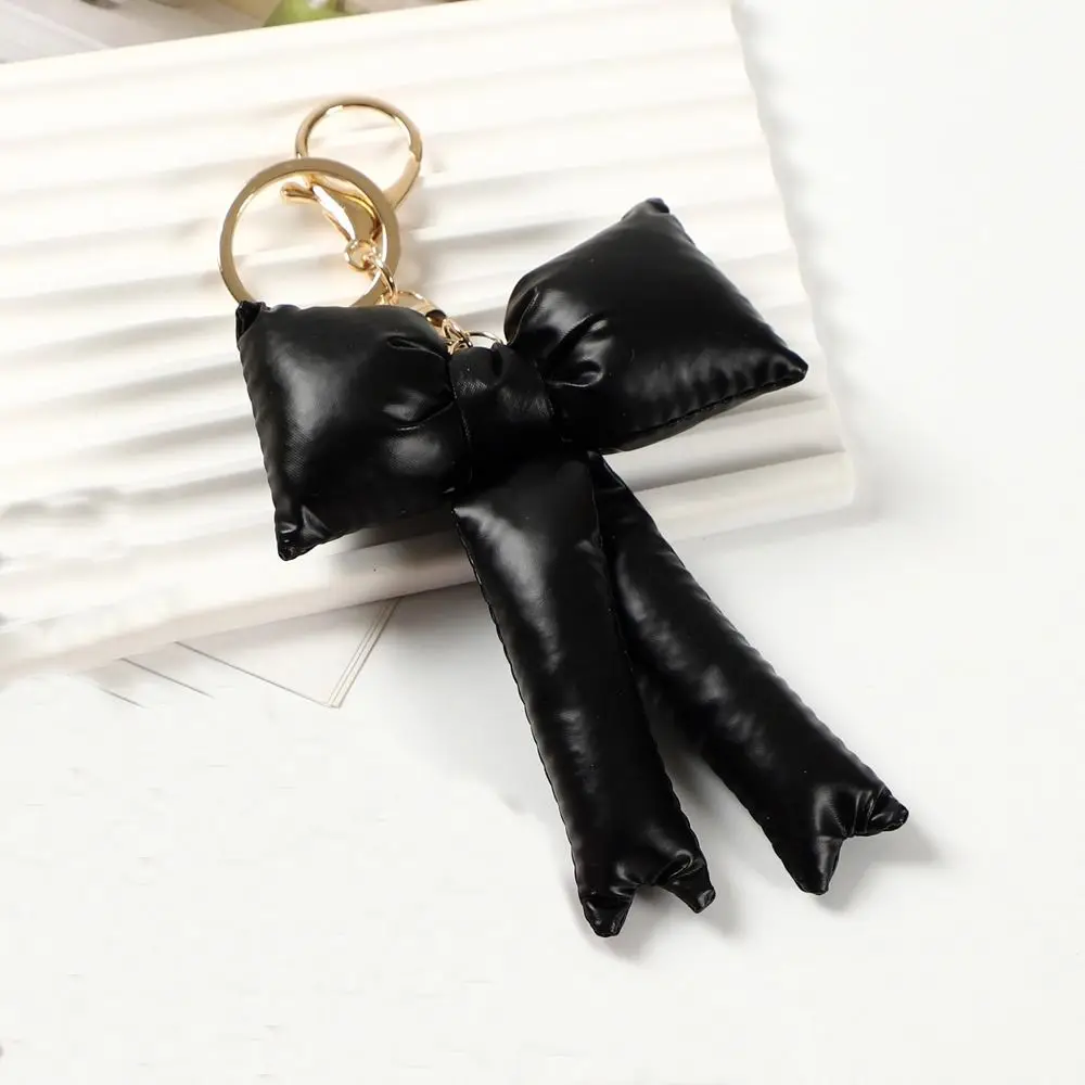 PU Leather Bow Keychain Metal Lobster Clasp Korean Style Bag Charm Pendant Sweet Bowknot Bow Shape PU Key Ring Daily Decoration