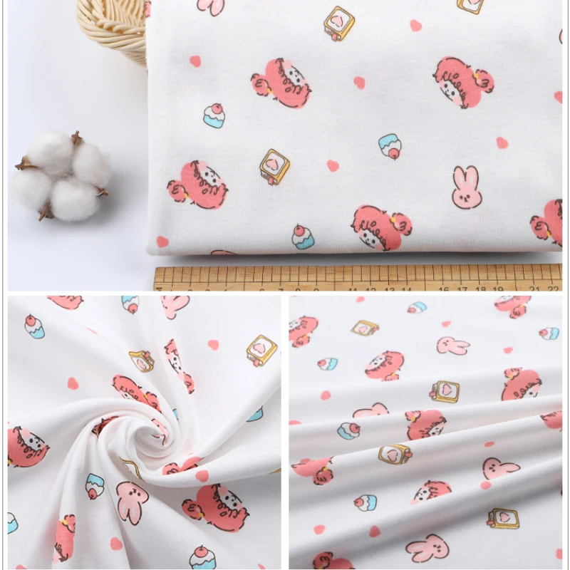 High Quality Soft Pure Cotton Kids Printed Knitted Fabric For Cartoon Kids Clothing Blankets DIY Sewing Fabric 185g/m²  TJ9868