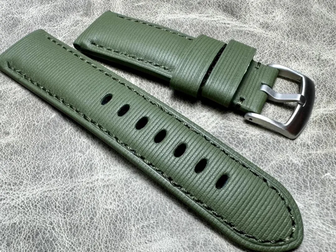 Top Quality 24mm Blue Green Vintage Retro Italy Genuine Leather Watchband Replace For Panerai Watch Strap PAM Bracelet