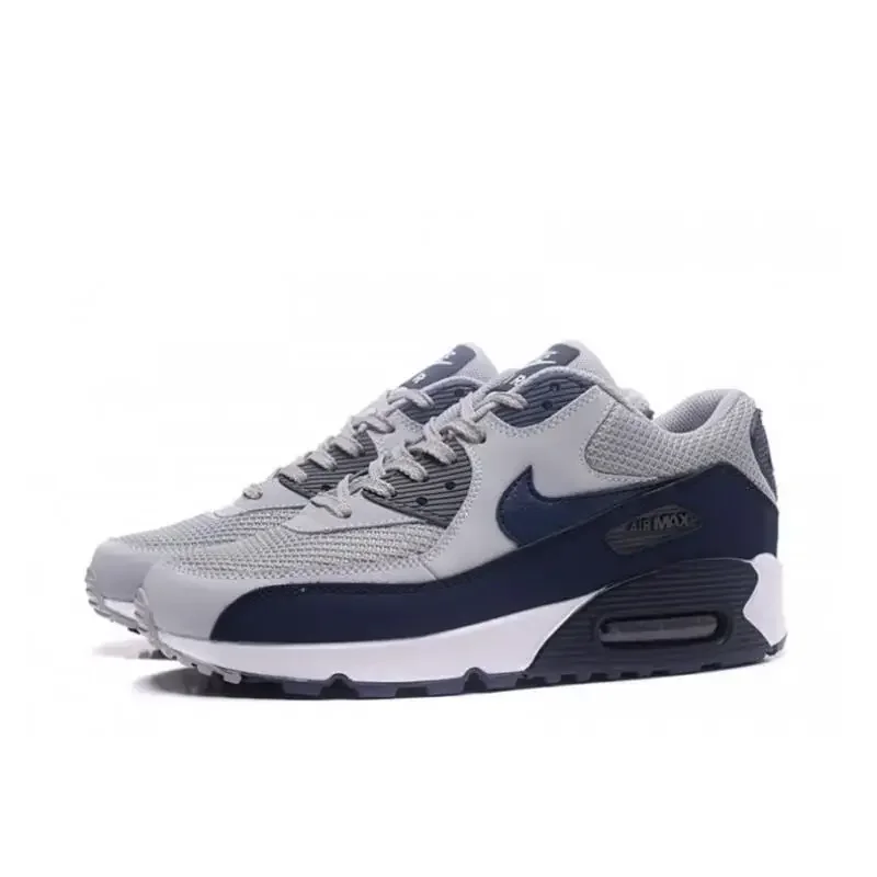 

Nike Air Max 90 Men's Women's Running Shoes Fabric Leather Sport Shock Absorbent Anti Slip Wear Resistant Low Black Blue Unisex