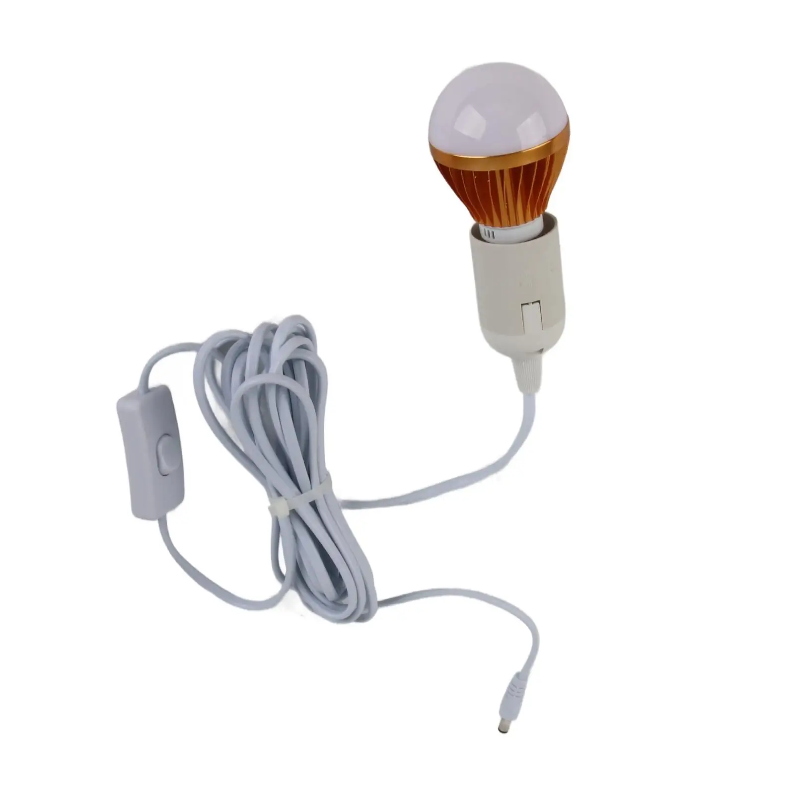 12V 5W E27 Solar-Controlled Spiral LED Ball Bulb - High Brightness with Cable