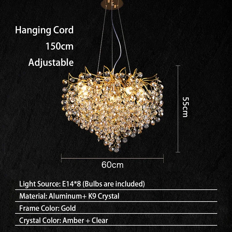 Moderne woonkamer LED kristallen gouden grote kroonluchter keuken lange hanglamp restaurant eiland hanglamp luster armatuur