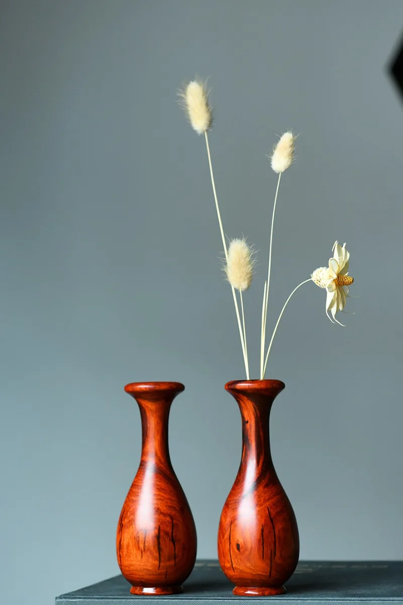 مزهرية خشب الصندل الأحمر المفصص الهندي زخرفة منزلية إبداعية