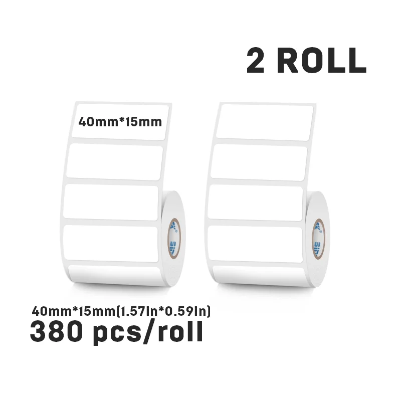 SINMARK 2 لفات ملصقات للتسمية الحرارية 40 مللي متر واسعة ملصقات مقاومة للماء ورقة علامات ذاتية الصنع مناسبة للطابعة المحمولة Phomemo