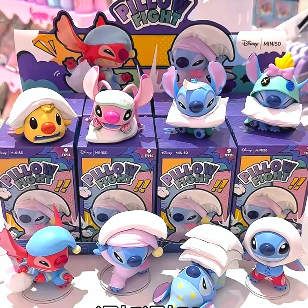 Echte MINISO Disney Stitch Blind Box Kissen Kampf süße trendige Puppe handgemachte Ornament Sammlung Hobby Modell Spielzeug Geschenk