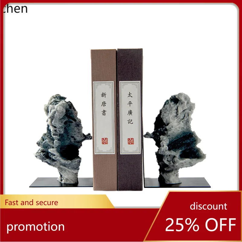 CZ Zen Style  Stone Bookend Fake Mountain Stone Book Rest Ornament Model Room Office Bookshelf Soft Decoration