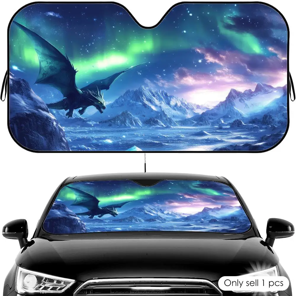 Aurora Borealis Flying Dragon Sun Visor Foldable Universal Car Windshield Sun Shade UV Protection Heat Insulation Foldable Cover