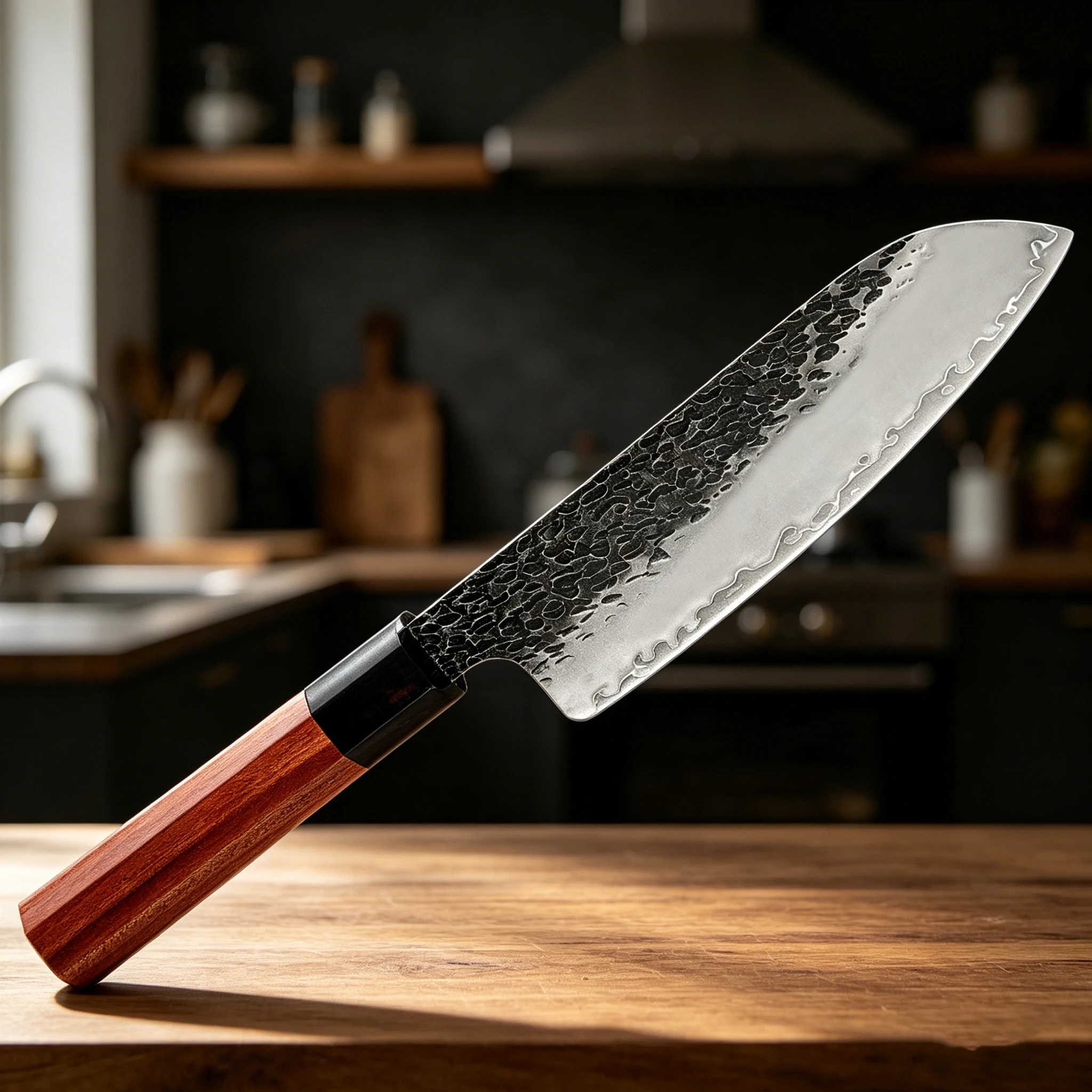 

XITUO Japanese 7 Inch Santoku Knife Triple-layer Composite Steel Sharp Kitchen Knife for Meat and Vegetables Octagonal Handle