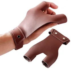 2 Fingers Cow Leather Traditional Archery Bow Gloves Tip Protector for Outdoor Hunting Shooting Accessories Left Hand Gloves