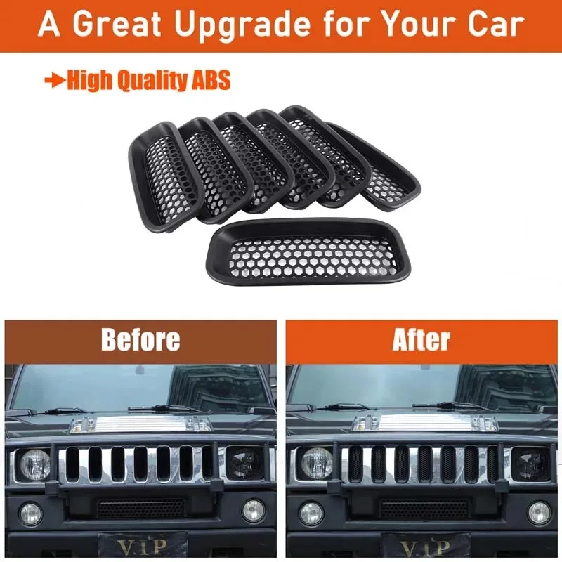 ABS Car Front Grille Insect-Proof Air Inlet Filter Net Protection Cover Grill Trim For Hummer H2 2003-2007 Car Accessories