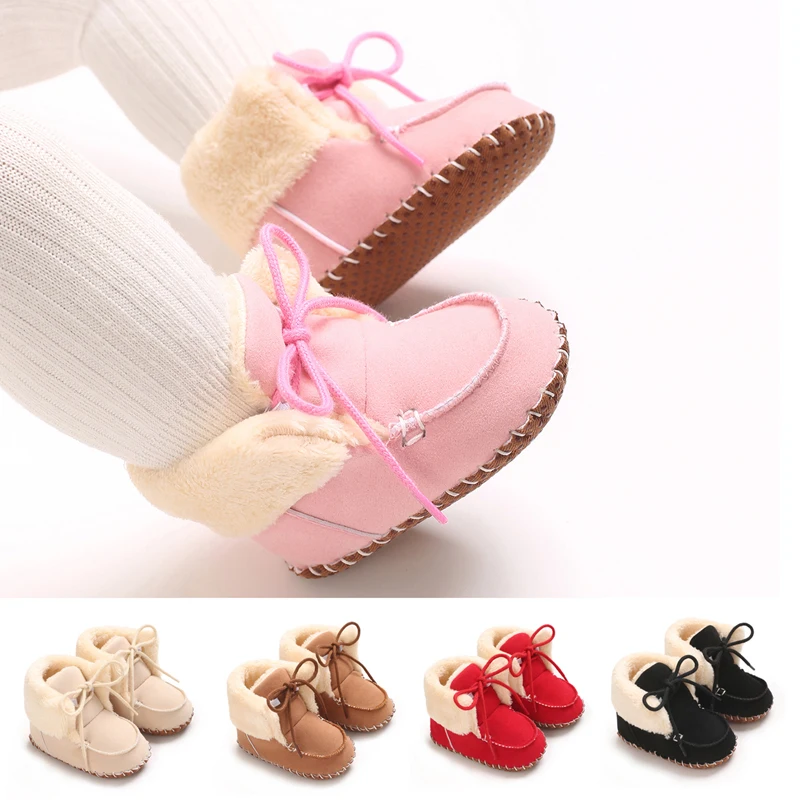 

Infant Winter Warm Snow Boots Tie Up Baby First Walker Shoes for Christmas, Baby Shower