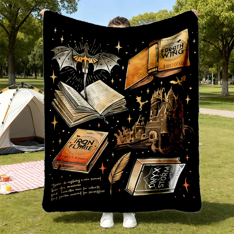 Fourth Wing Series Flannel Blanket for Fans, War College Crewneck, Dragon Rider Flannel Throw, Book Merch Gift