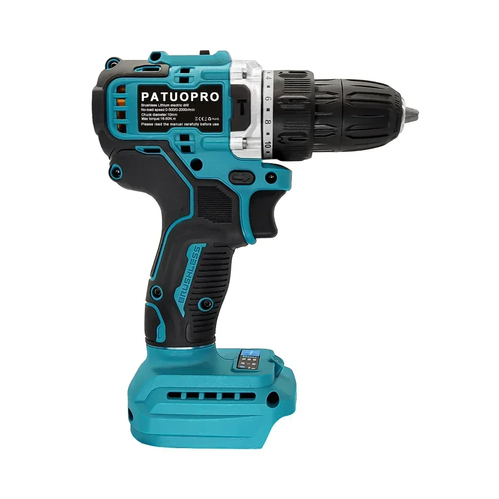 10mm Cordless Brushless Drill 2-Speed Electric Drill Driver Rechargable Screwdriver Handheld Power Tool For Makita 18V Battery