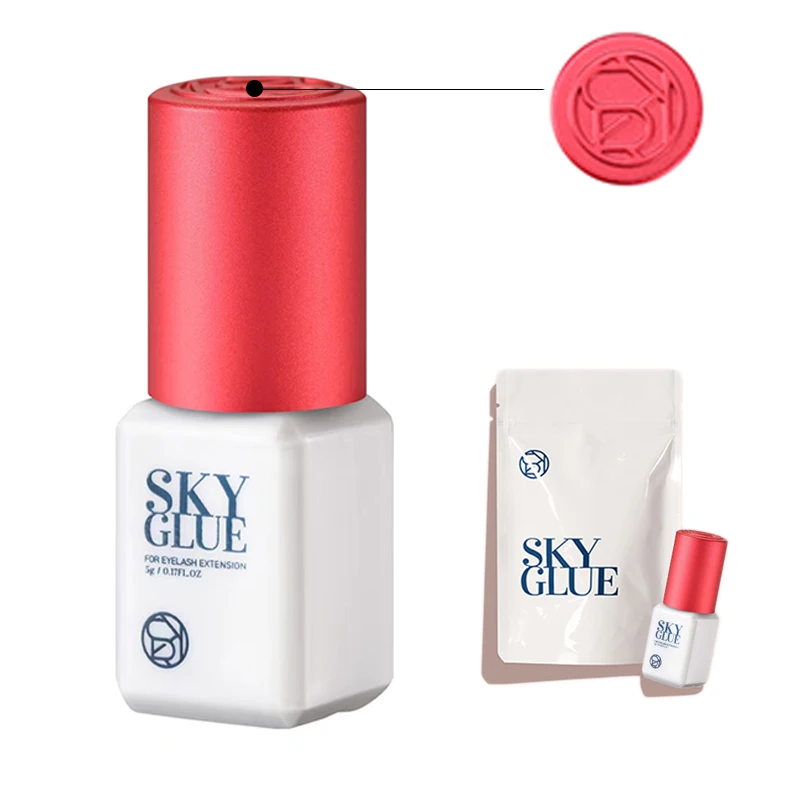 2 Bottles Sky Glue S+ Type Red Cap Original Korea Eyelash Extension 5ml Beauty Shop Makeup Tool Low Smell No Irritation Adhesive