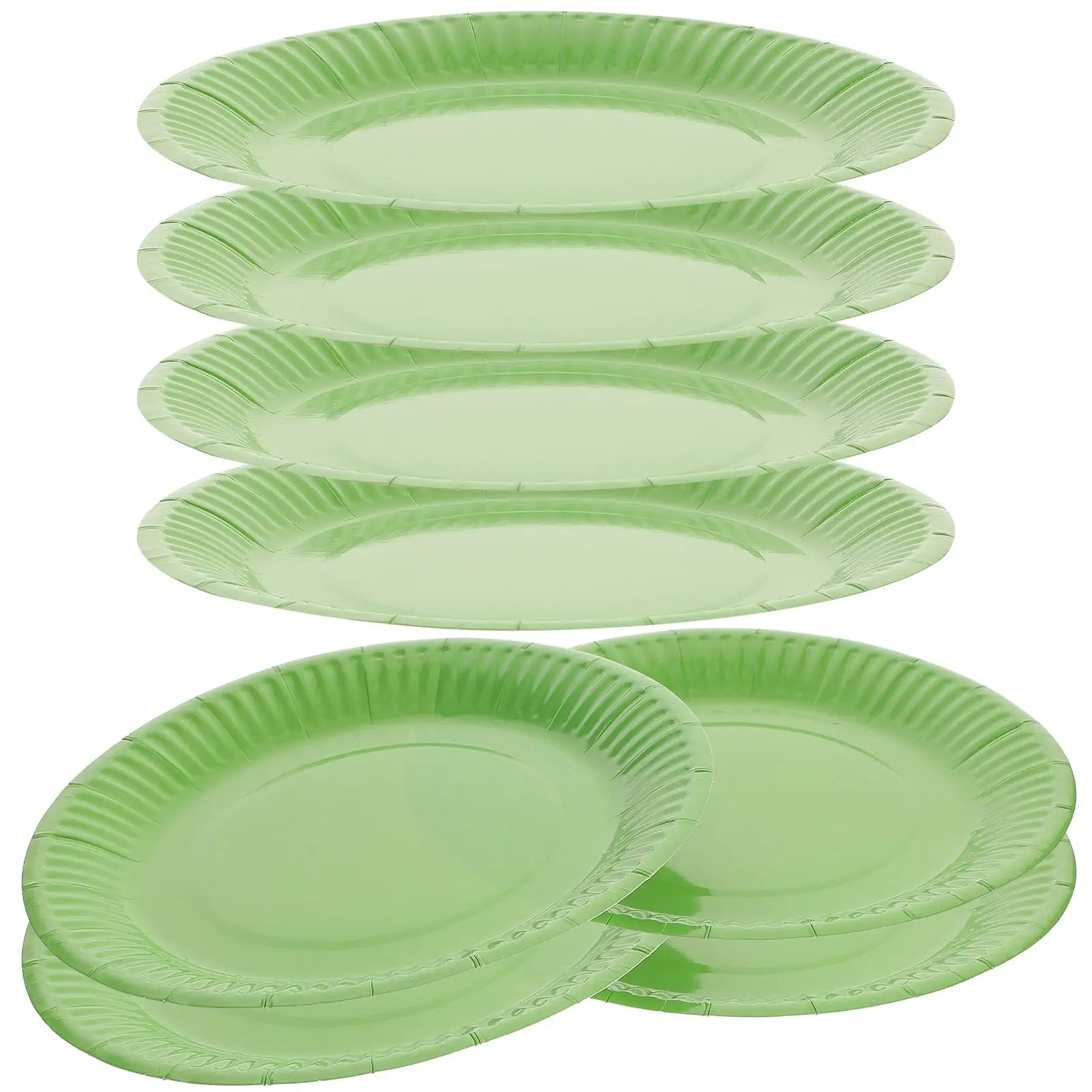 

20pcs Disposable Paper Plates 7 Inch Green Party Supplies Spring Dinner Child Birthday Tray Large Kitchen Barware