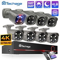Techage 8CH 8MP 5MP POE Security Camera System Night Vision Human Detection POE PTZ Camera Outdoor Security Surveillance Cam Kit