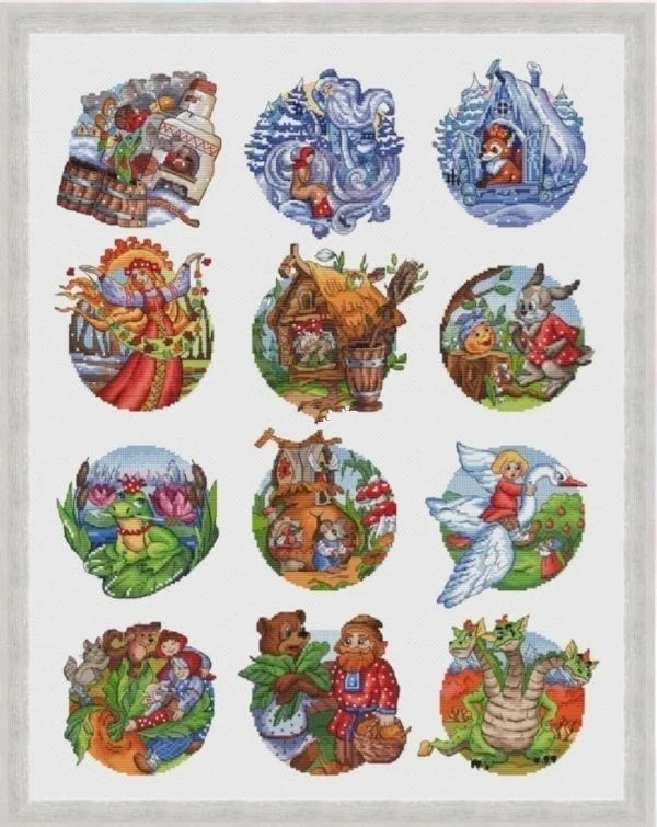 DIY needle work Fairy Tale Calendar 52-63 Cross Stitch Set Counted Cross Stitch Kit  28ct 14ct 32ct Metallic aida