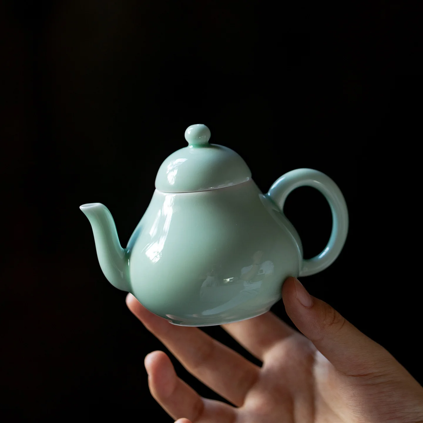Inno Kaimatsu Green Glaze Double Line Ceramic Single Pot Kung Fu Tea Set Household Filter Pear-Shaped Teapot