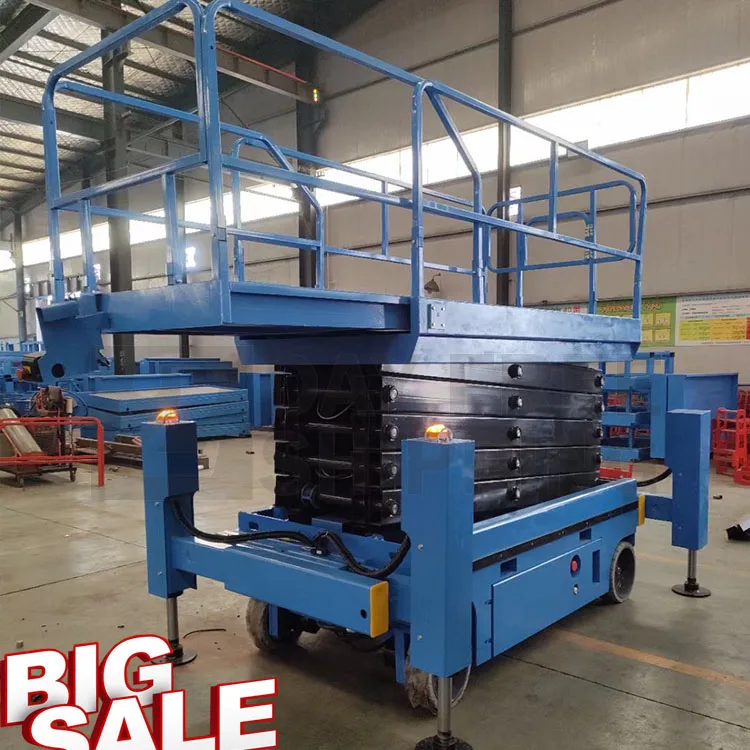 electric self propelled aerial scissor type lift hydraulic 260kg 6 meters movable aerial work platform