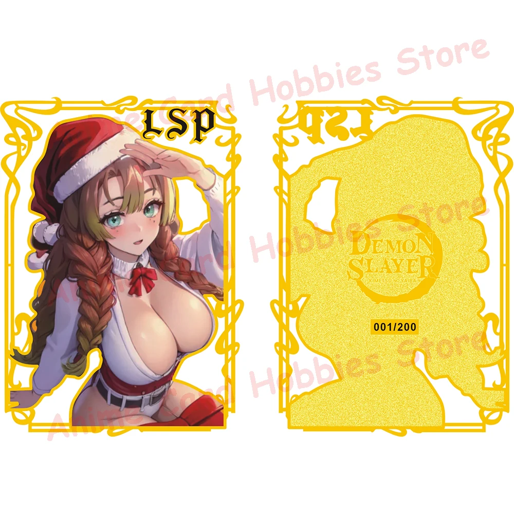 Nueva historia de la diosa Naruto Dragon tarjeta de una pieza Tokisaki Kurumi Yor Gorger Makima Rem Anime Girl Bikini tarjetas de metal de Navidad