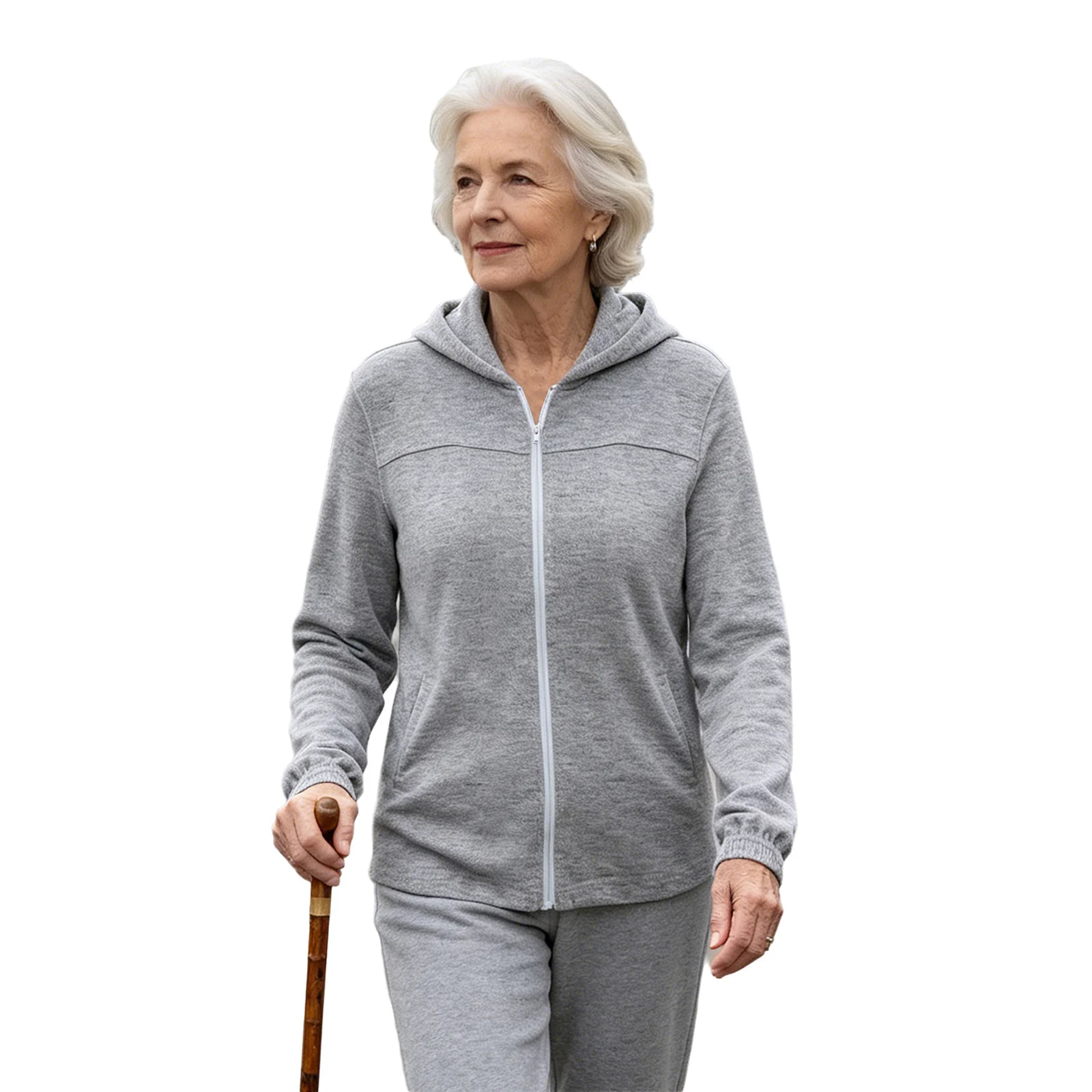 Women Zipper Hooded Sweatshirt Elderly Adaptive Knit Cardigan Coat  Outerwear Assisted Dressing Coat Casual Special Need Clothes