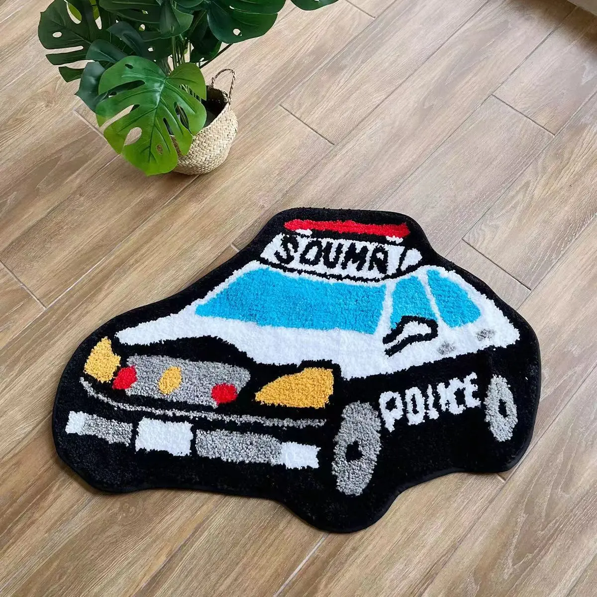 

Car Shaped Carpet For Police Soft Bedroom Bedside Rug Kids Non-Slip Baby Playmats Floor Mat Living Room Mats