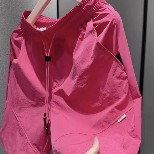 

Летние шорты из ледяного шелка для мужчин: свободные, повседневные, пляжные, дышащие, с эластичным поясом, из тонкой ткани