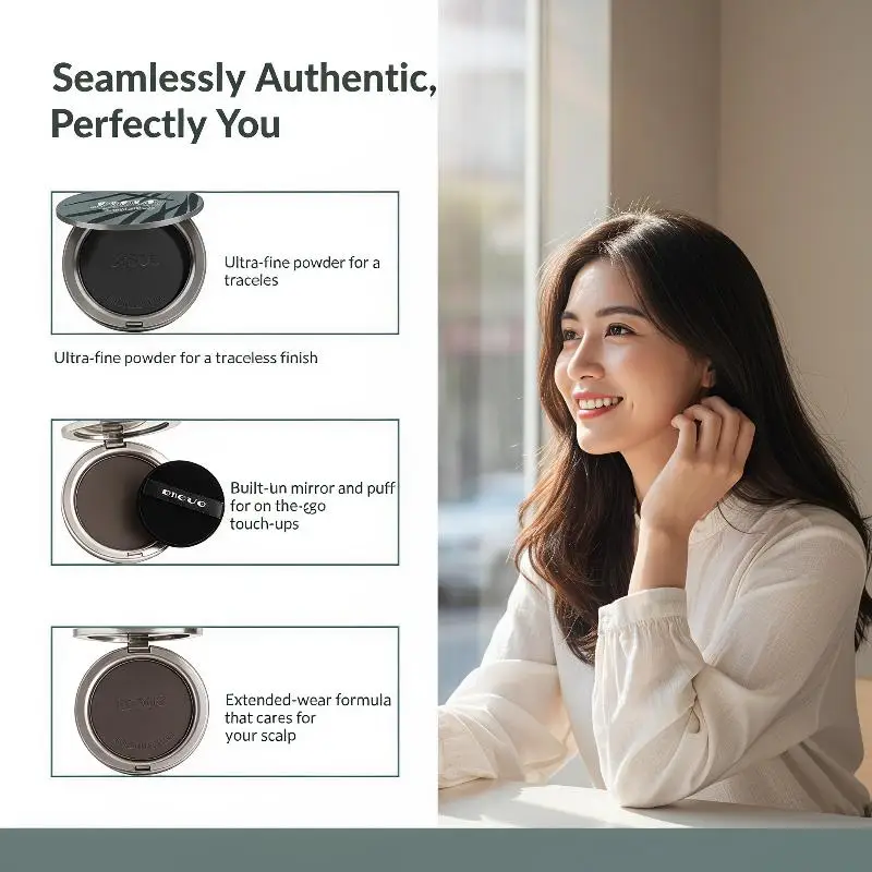 @*Hairline Filler Hair Powder Black Brown Natural Look Instant Gray Hair Coverage Fluffy Styling Powder for Festival Gifting