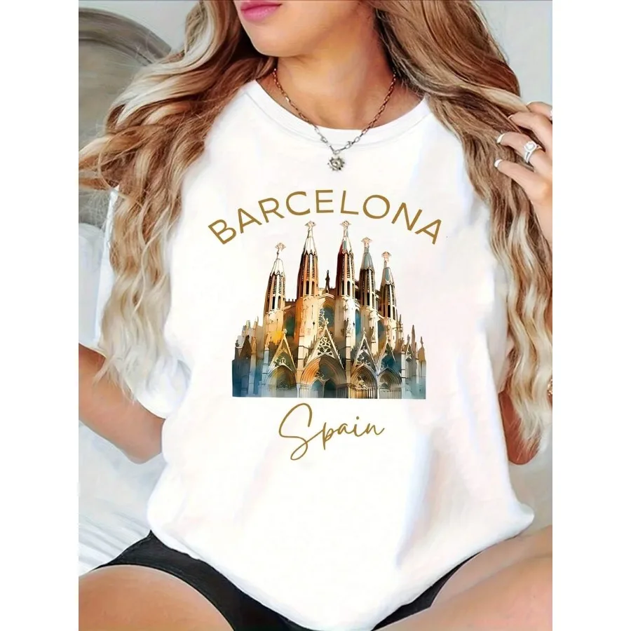 

【New Arrival】Barcelona Spain Sagrada Familia Watercolor Graphic T-Shirt
