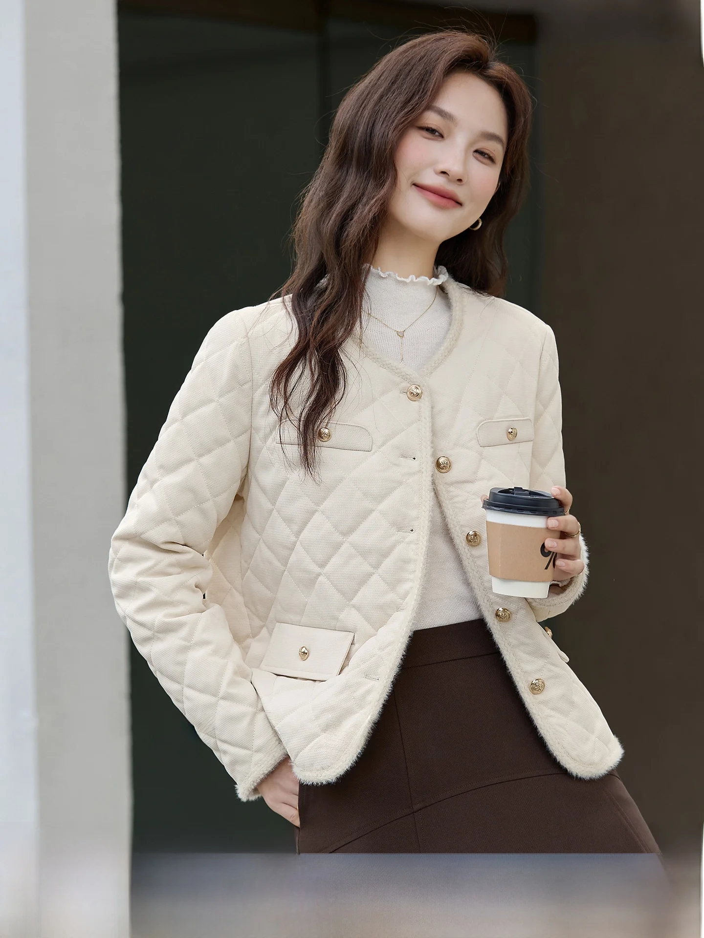 

Легкая хлопковая стеганая куртка для женщин с круглым вырезом, свободного кроя, на пуговицах, весна-осень, новинка