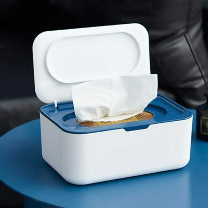 Nordic-style Minimalist Desktop Wet Wipe Box with Lid, Large Opening, High-quality Contrasting Color, Home Tissue Box