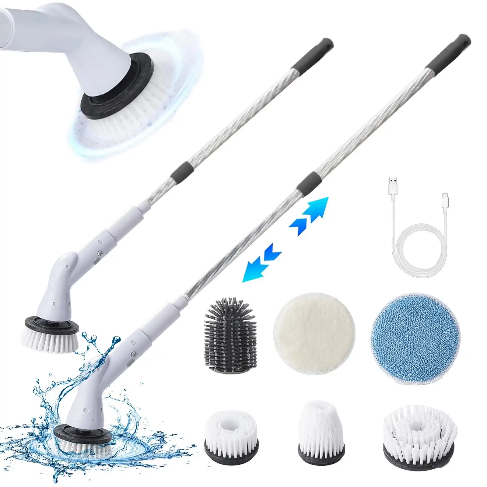 

Cordless Electric Spin Scrubbers For Cleaning Shower With 6 Brush Heads Electric Spin Scrubber Cordless For Bathroom Floor