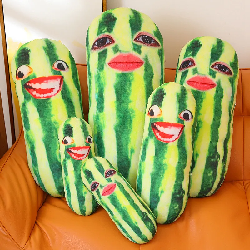 Almohada larga de felpa de pepino verde divertido, Peluche de frutas de Peluche, soporte para piernas para dormir, sofá, silla, decoración de cama, presente
