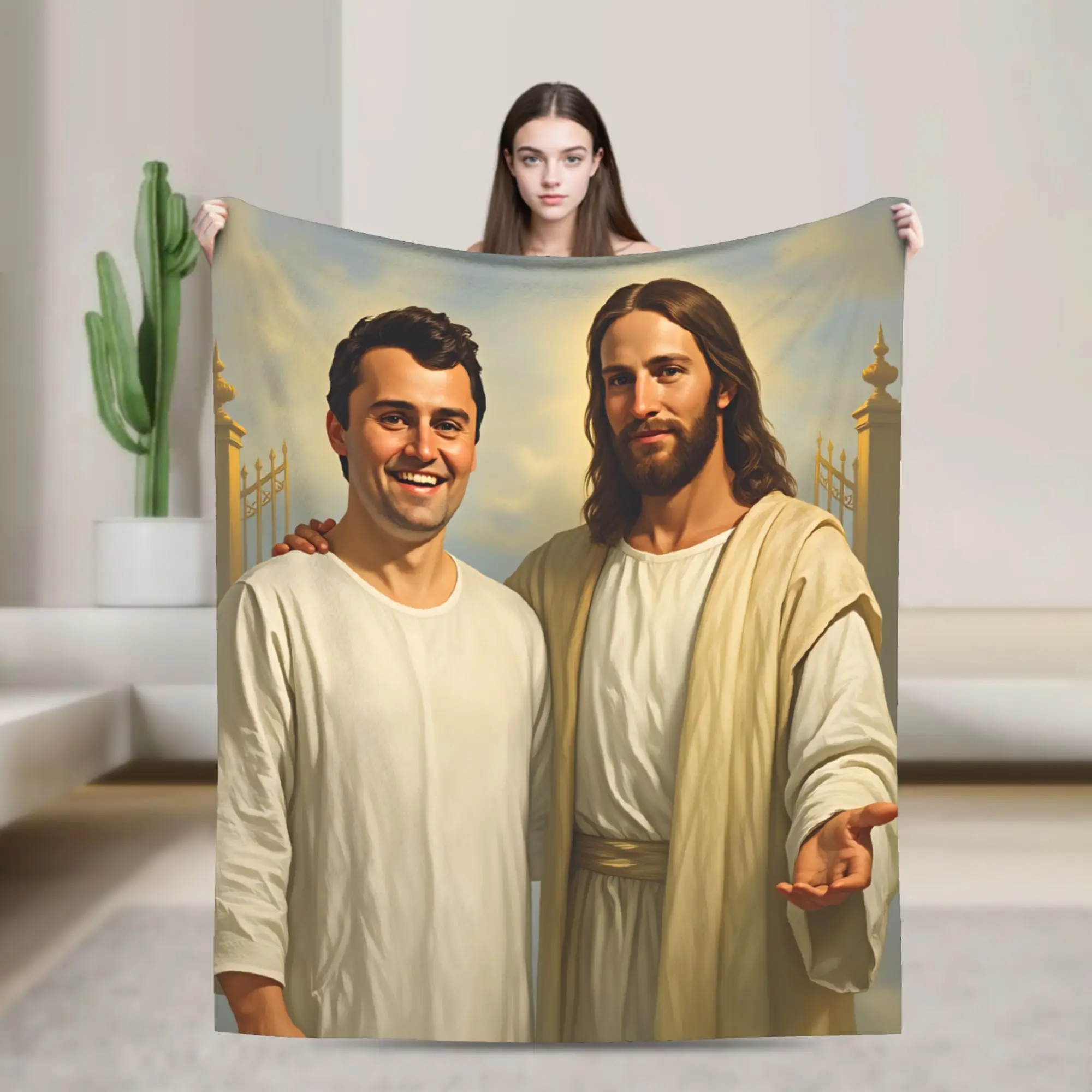 Charlie Kirk R.I.P Blanket Jesus Smile Fleece Funny Soft Throw Blankets for Bedding Lounge Summer,