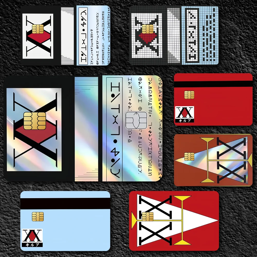 HUNTER película cubierta de piel pegatinas de tarjetas de crédito 4 Uds débito frontal Anime H-HUNTER x decoración banco autobús pase impermeable