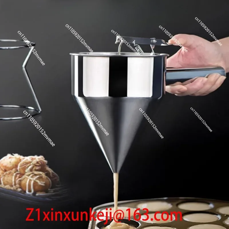 Stainless Steel with Shelf Handle Removable Funnel Cone Batter Making Octopus Ball Funnel Artifact