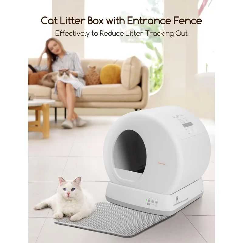 MeoWant Self-Cleaning Cat Litter Box, Integrated Safety Protection Automatic Cat Litter Box for Multi Cats