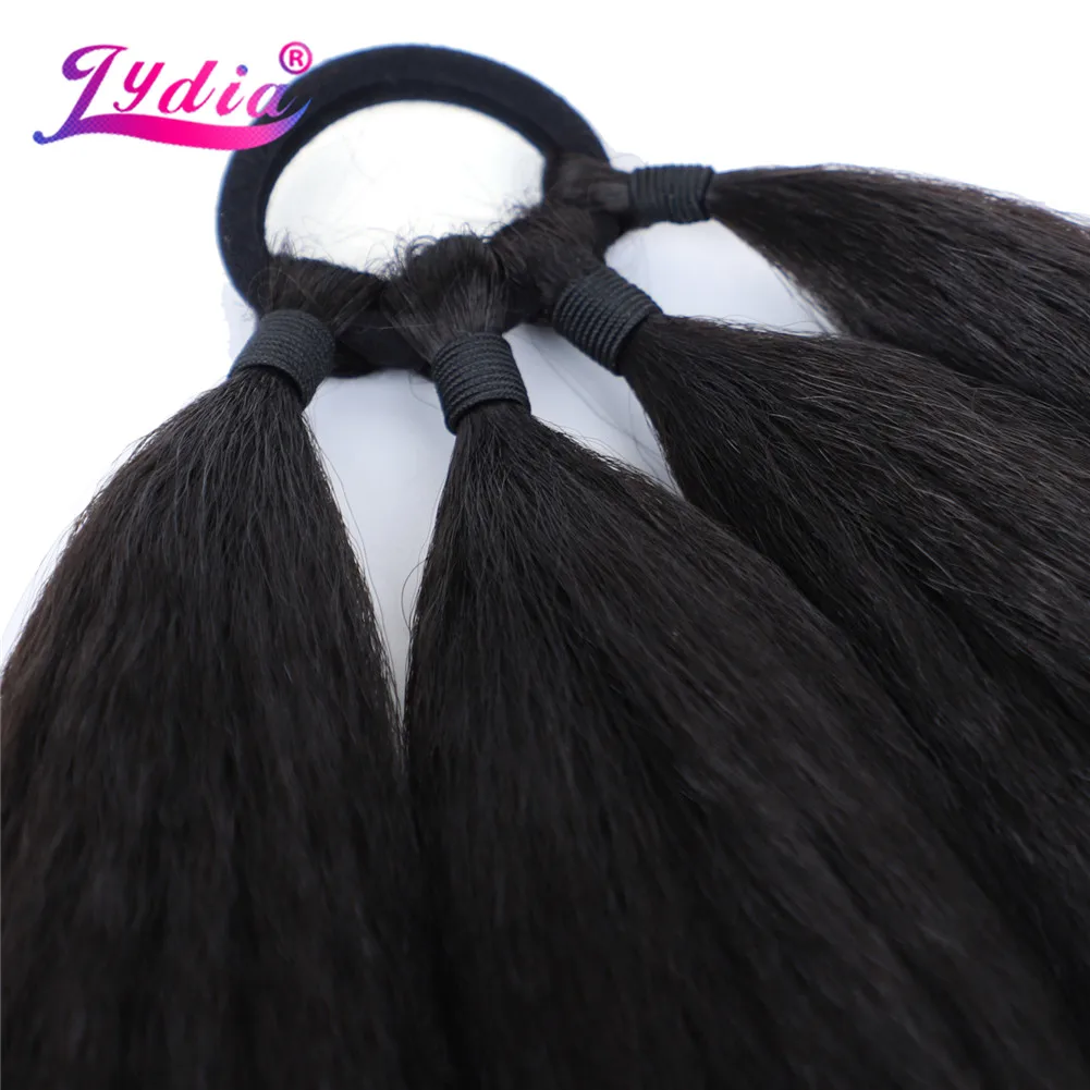 Lydia Synthetic Kinky Straight Extensions Wrap Around Ponytail With Rubber Band Hair Ring DIY 20/30IN Black Brown Boxing Braids